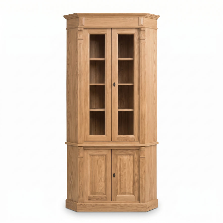 Display Cabinet Senlis in oak, front view, 114 x 52 x 228 cm