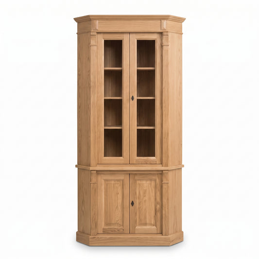 Display Cabinet Senlis in oak, front view, 114 x 52 x 228 cm