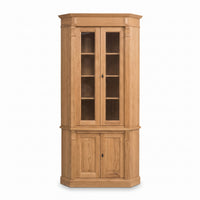 Display Cabinet Senlis in oak, three-quarter view from the front left, 114 x 52 x 228 cm