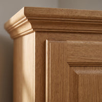 Display Cabinet Senlis in oak, close-up of the finish and construction, 114 x 52 x 228 cm