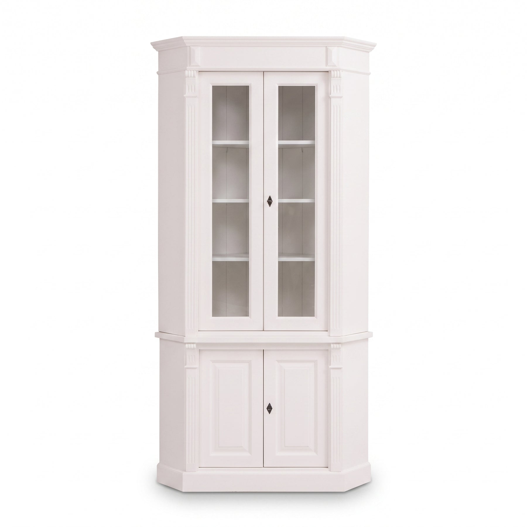 Display Cabinet Senlis in white, front view, 114 x 52 x 228 cm