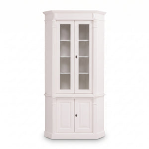 Vitrinenschrank - Senlis - Massivkiefer - 114 x 52 x 228 cm - Weiß