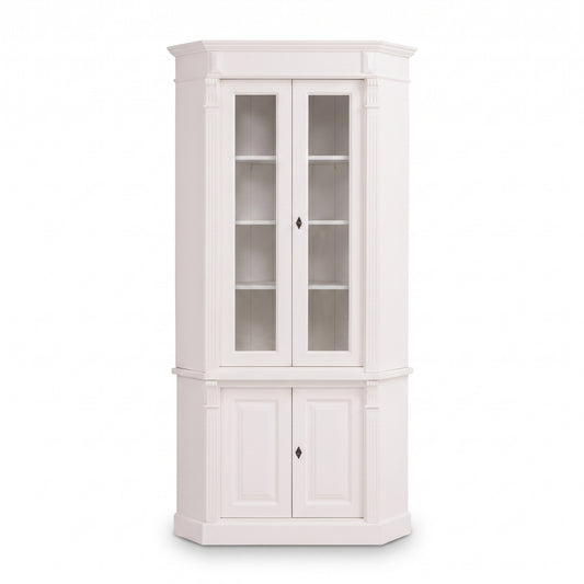 Display Cabinet Senlis in white, front view, 114 x 52 x 228 cm