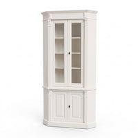 Display Cabinet Senlis in white, three-quarter view from the front left, 114 x 52 x 228 cm