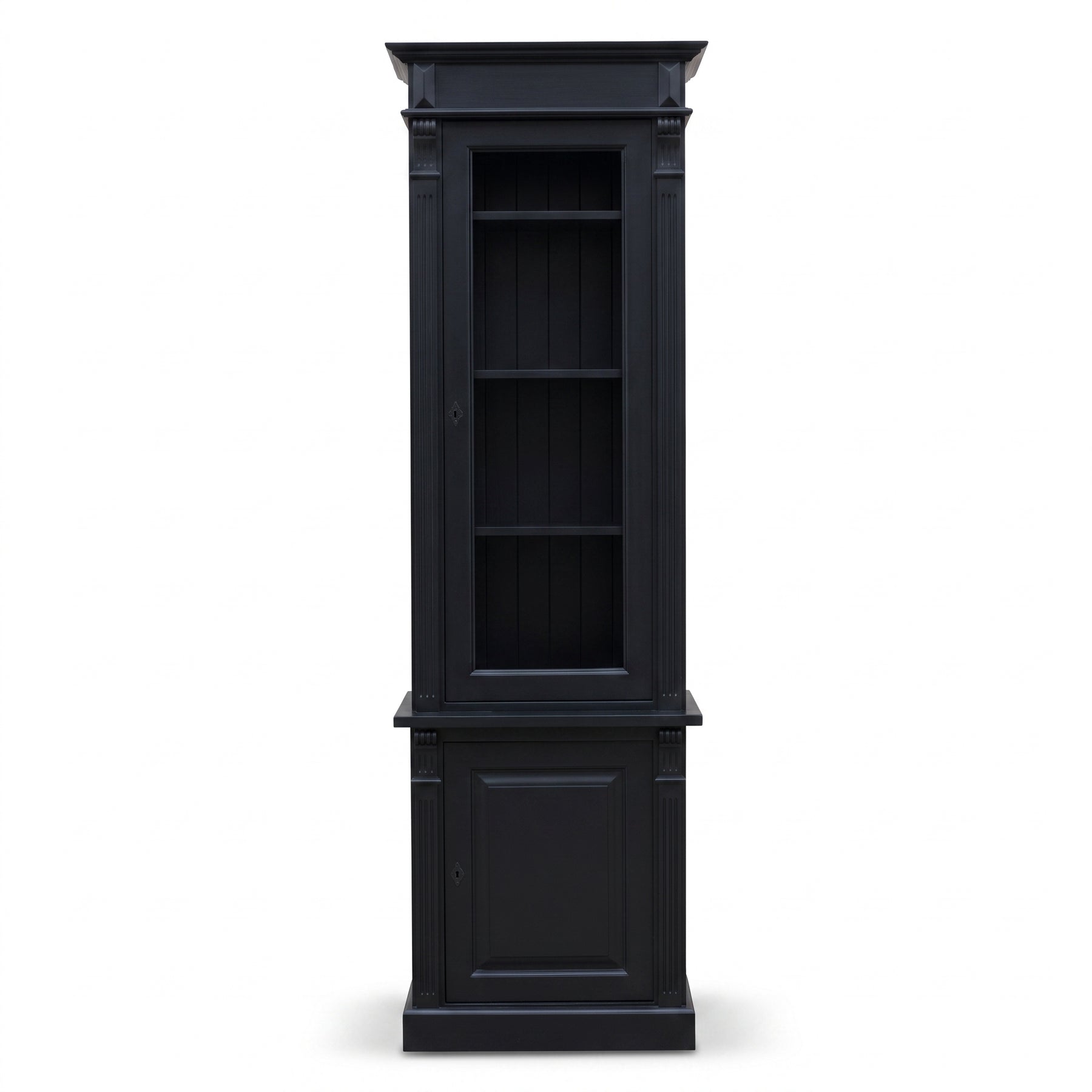 Display Cabinet Vezelay in black, front view, 73 x 51 x 228 cm