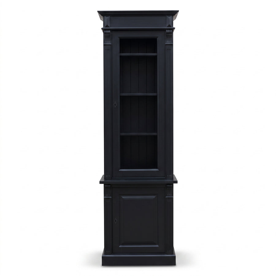 Display Cabinet Vezelay in black, front view, 73 x 51 x 228 cm