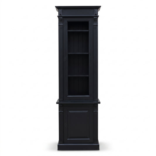Display Cabinet Vezelay in black, front view, 73 x 51 x 228 cm
