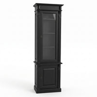 Display Cabinet Vezelay in black, three-quarter view from the front left, 73 x 51 x 228 cm