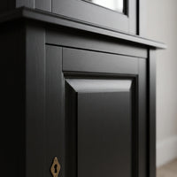 Display Cabinet Vezelay in black, close-up of the finish and construction, 73 x 51 x 228 cm