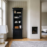 Display Cabinet Vezelay in black, in an interior, 73 x 51 x 228 cm