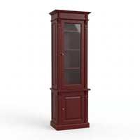 Display Cabinet Vezelay in bordeaux, three-quarter view from the front left, 73 x 51 x 228 cm