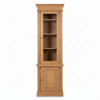 Display Cabinet Vezelay in solid oak, front view, 73 x 51 x 228 cm