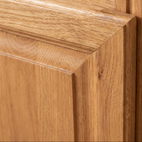 Display Cabinet Vezelay in solid oak, close-up of the finish and construction, 73 x 51 x 228 cm