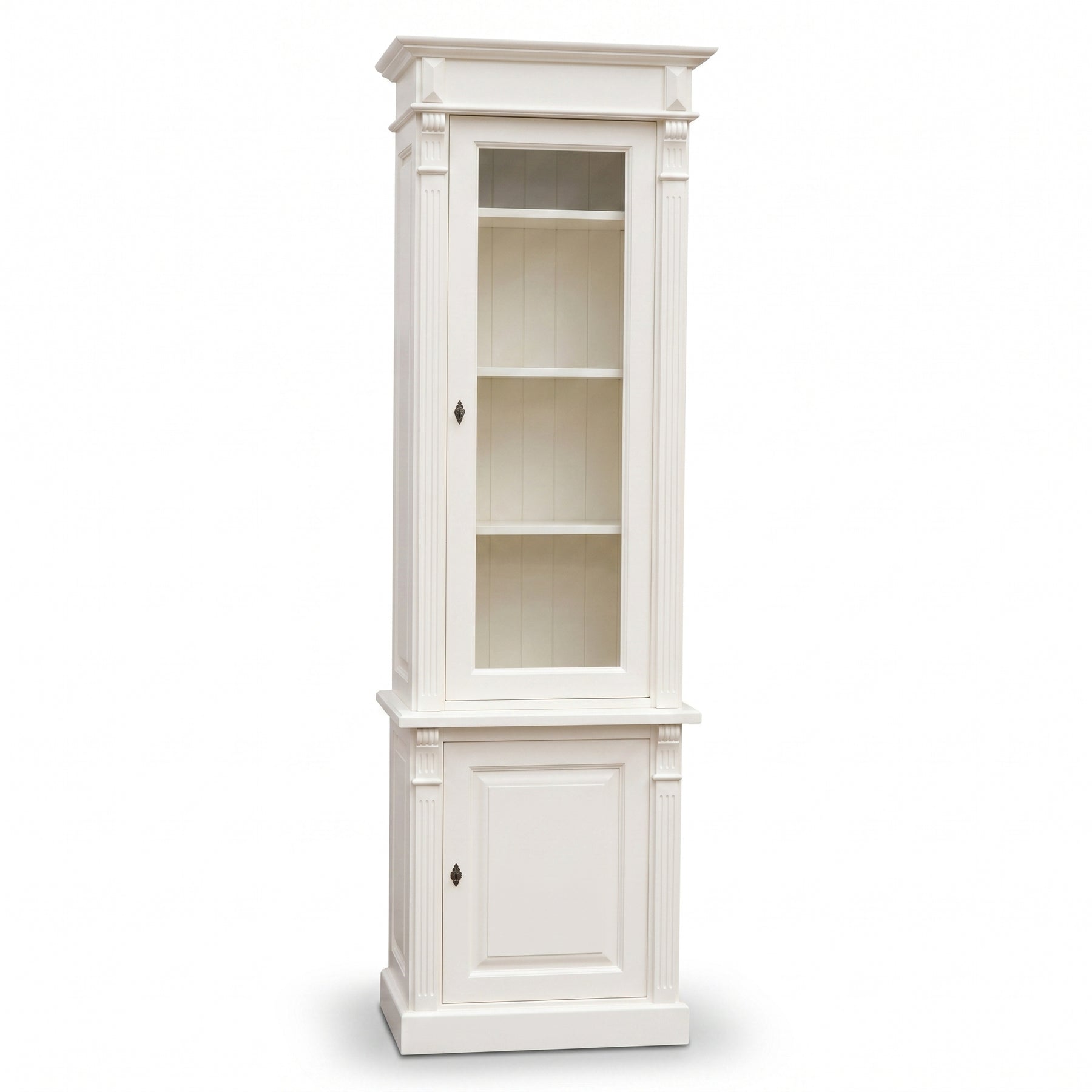 Display Cabinet Vezelay in white, front view, 73 x 51 x 228 cm