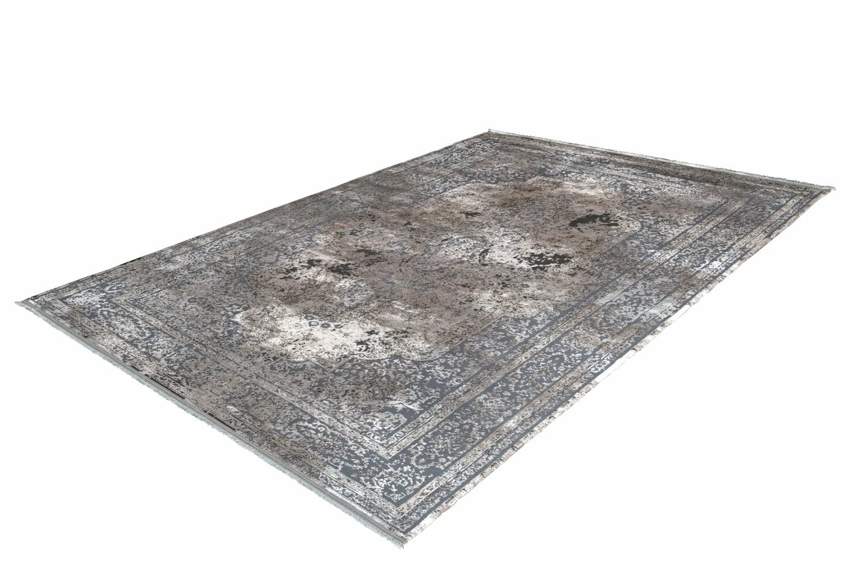 Kurzflor-Teppich - Kemer Silber Medallion