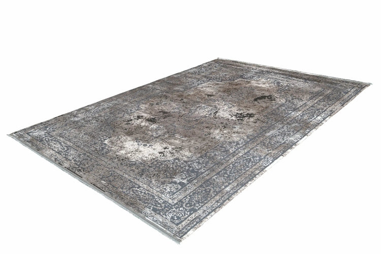 Kurzflor-Teppich - Kemer Silber Medallion
