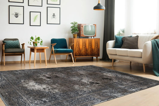 Low-Pile Rug - Kemer Silver Medallion