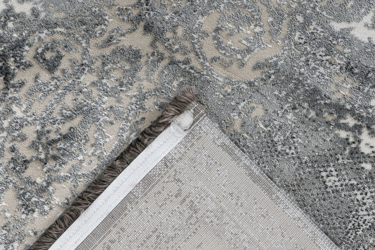 Kurzflor-Teppich - Kemer Silber Medallion