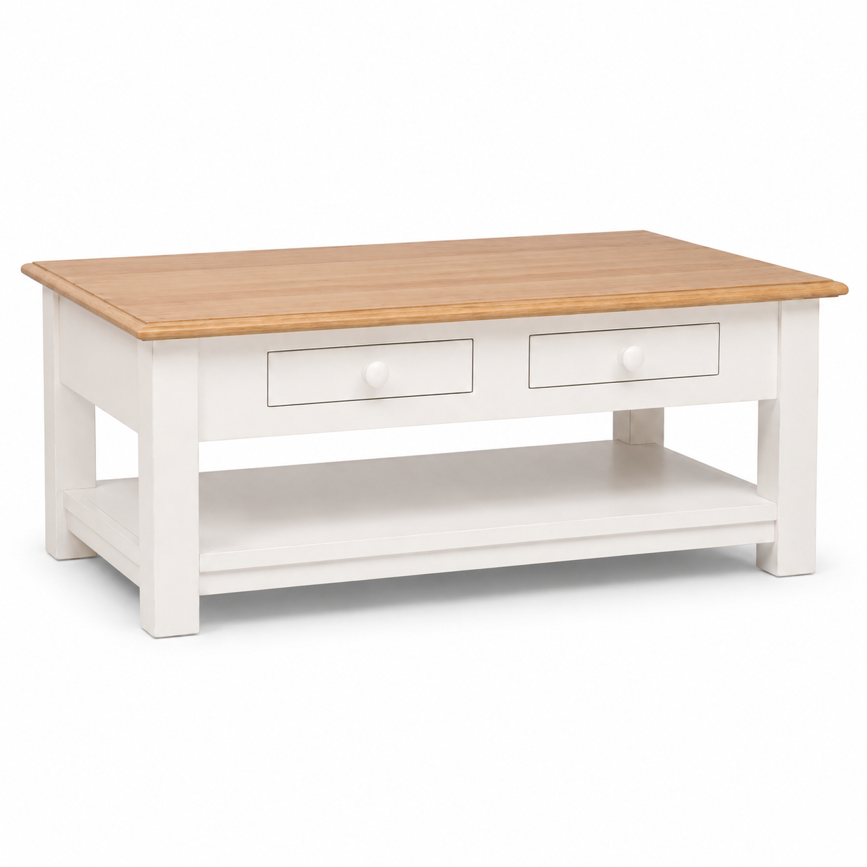 Farozi Coffee Table - White Paint & Natural Oak Sculpted Top