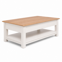Farozi Coffee Table - White Paint & Natural Oak Sculpted Top