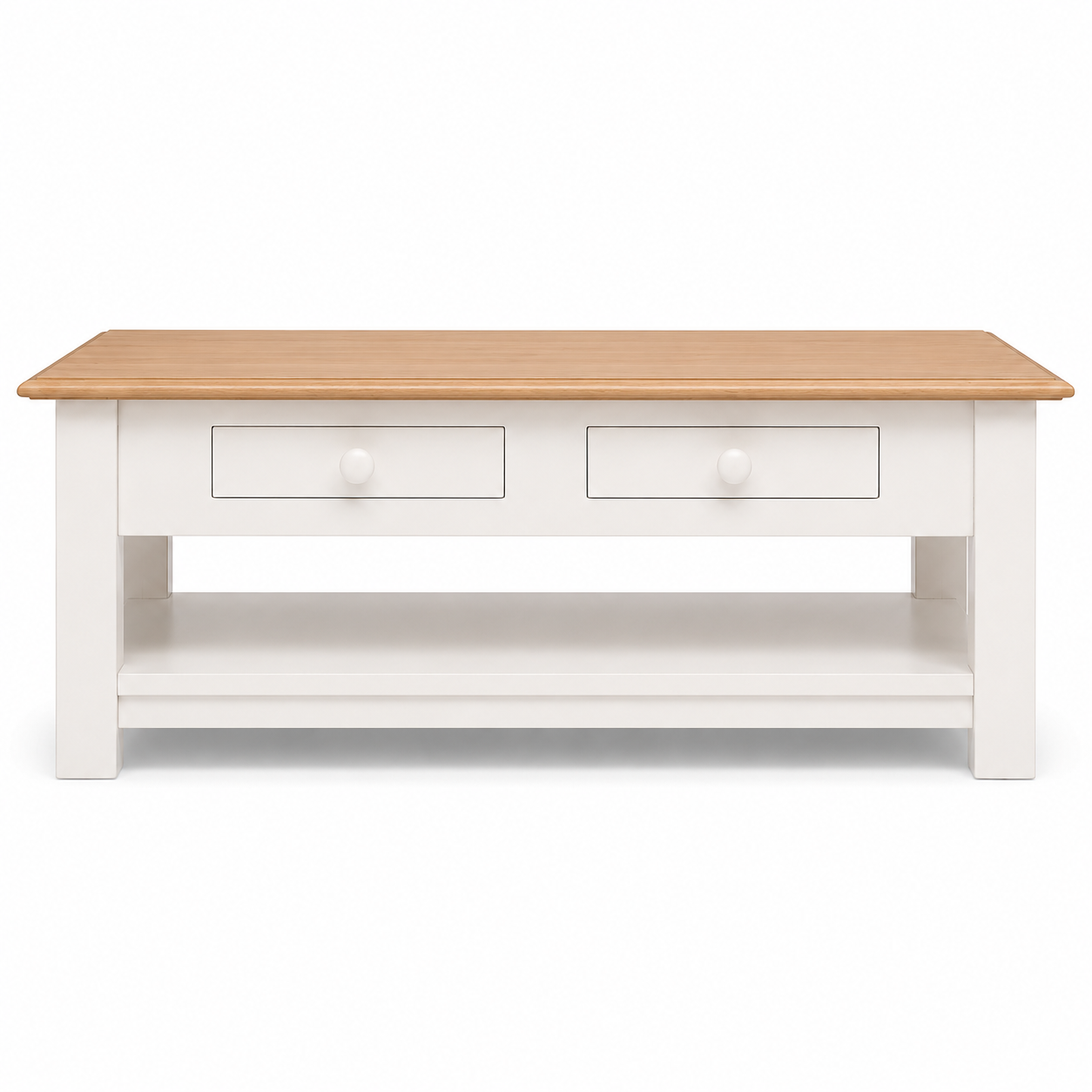 Farozi Coffee Table - White Paint & Natural Oak Sculpted Top
