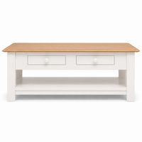 Farozi Coffee Table - White Paint & Natural Oak Sculpted Top