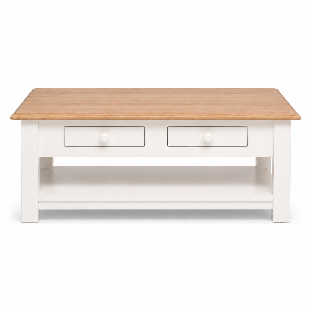 Farozi Coffee Table - White Paint & Natural Oak Sculpted Top