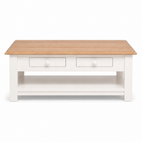 Farozi Coffee Table - White Paint & Natural Oak Sculpted Top