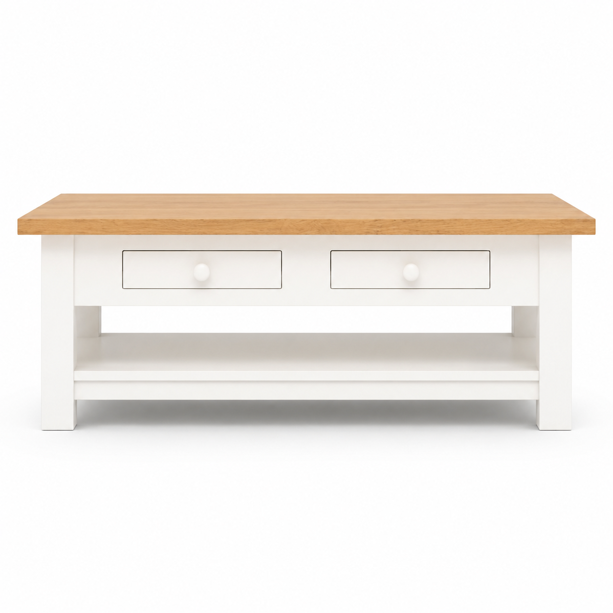 Farozi Coffee Table - White Paint & Natural Oak Top
