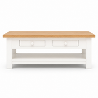 Farozi Coffee Table - White Paint & Natural Oak Top