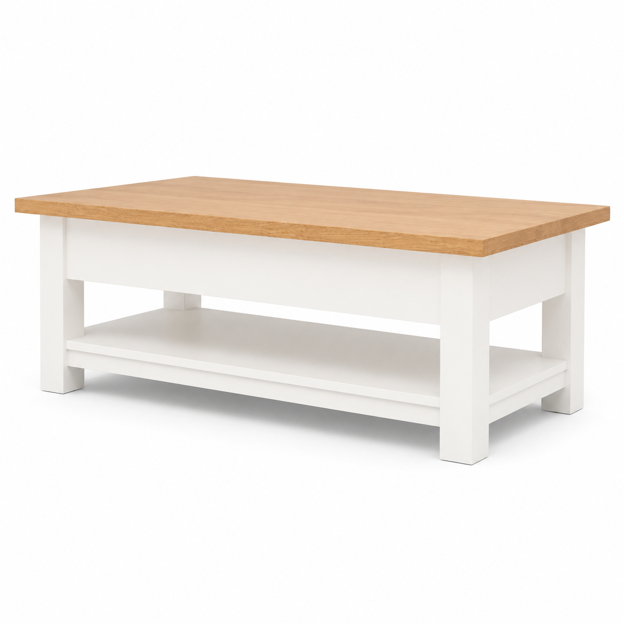 Farozi Coffee Table - White Paint & Natural Oak Top