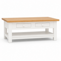Farozi Coffee Table - White Paint & Natural Oak Top