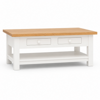 Farozi Coffee Table - White Paint & Natural Oak Top