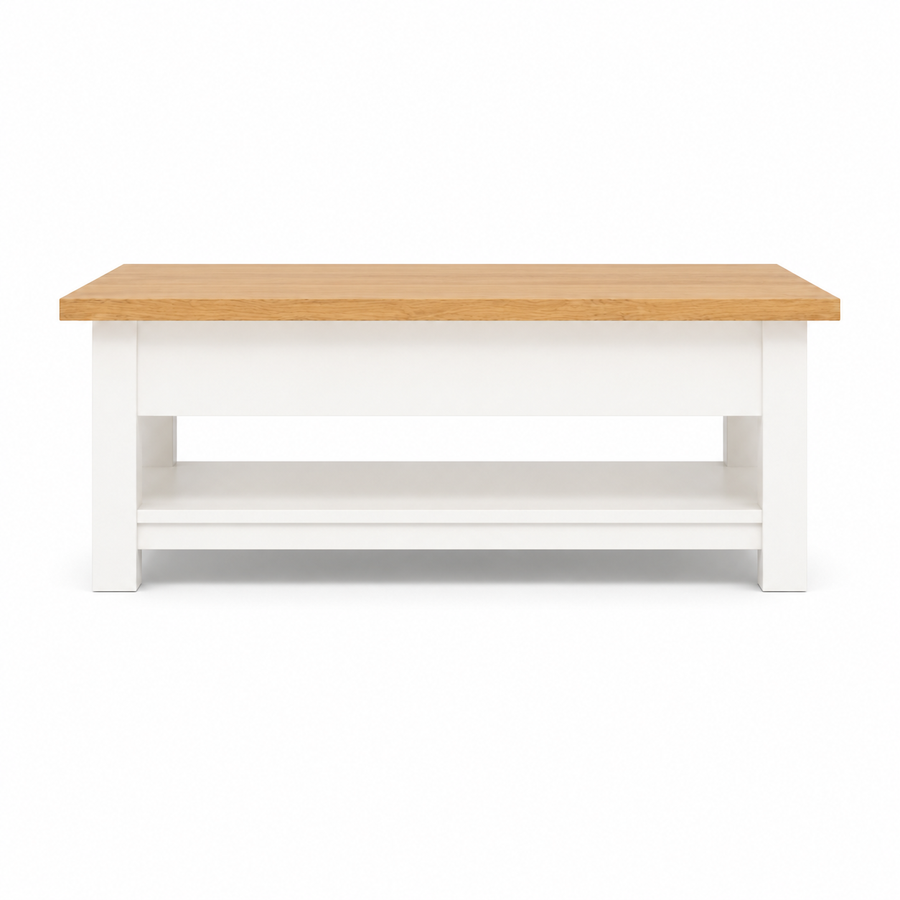 Farozi Coffee Table - White Paint & Natural Oak Top