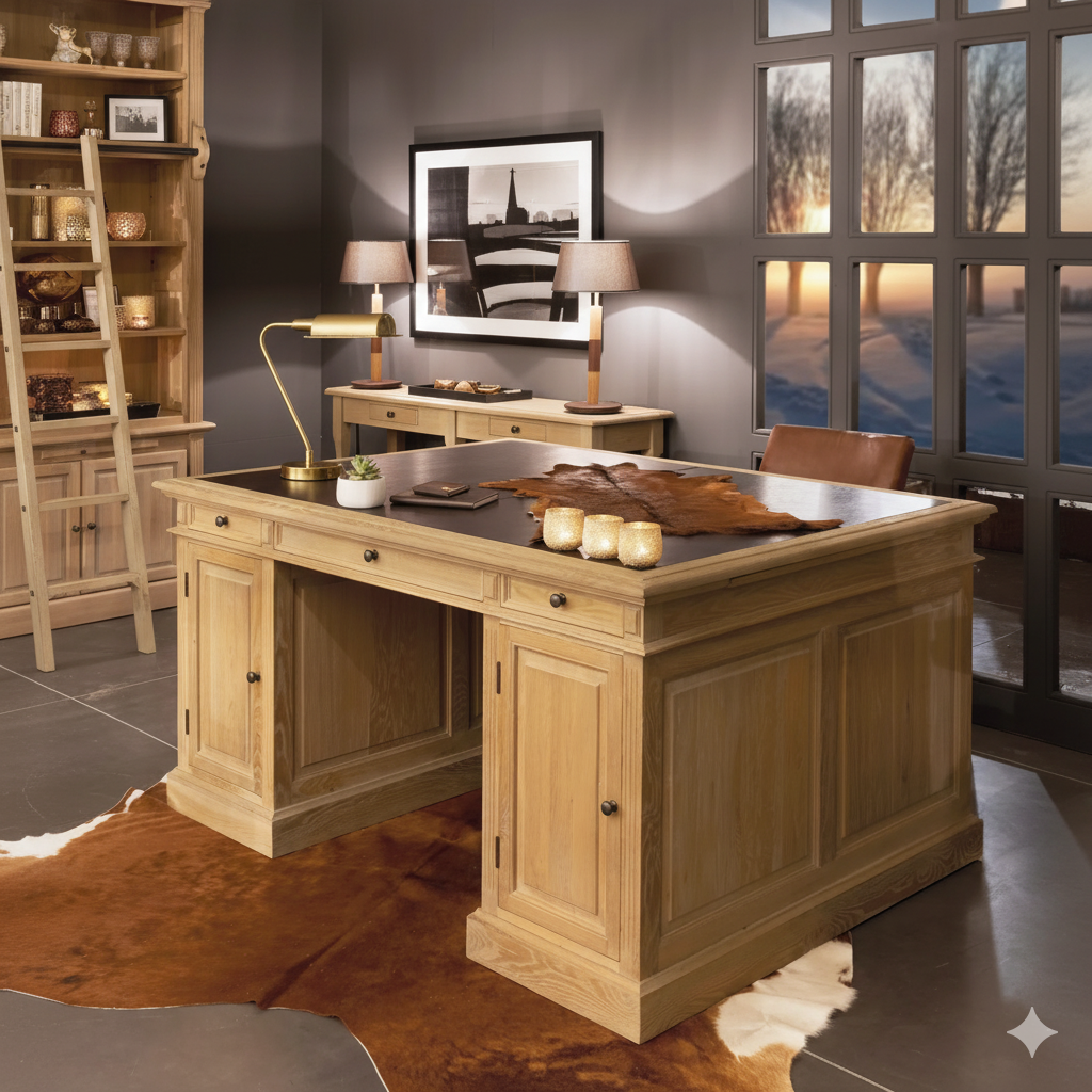 Landscape Partner Desk - Solid Oak | Marcottestyle