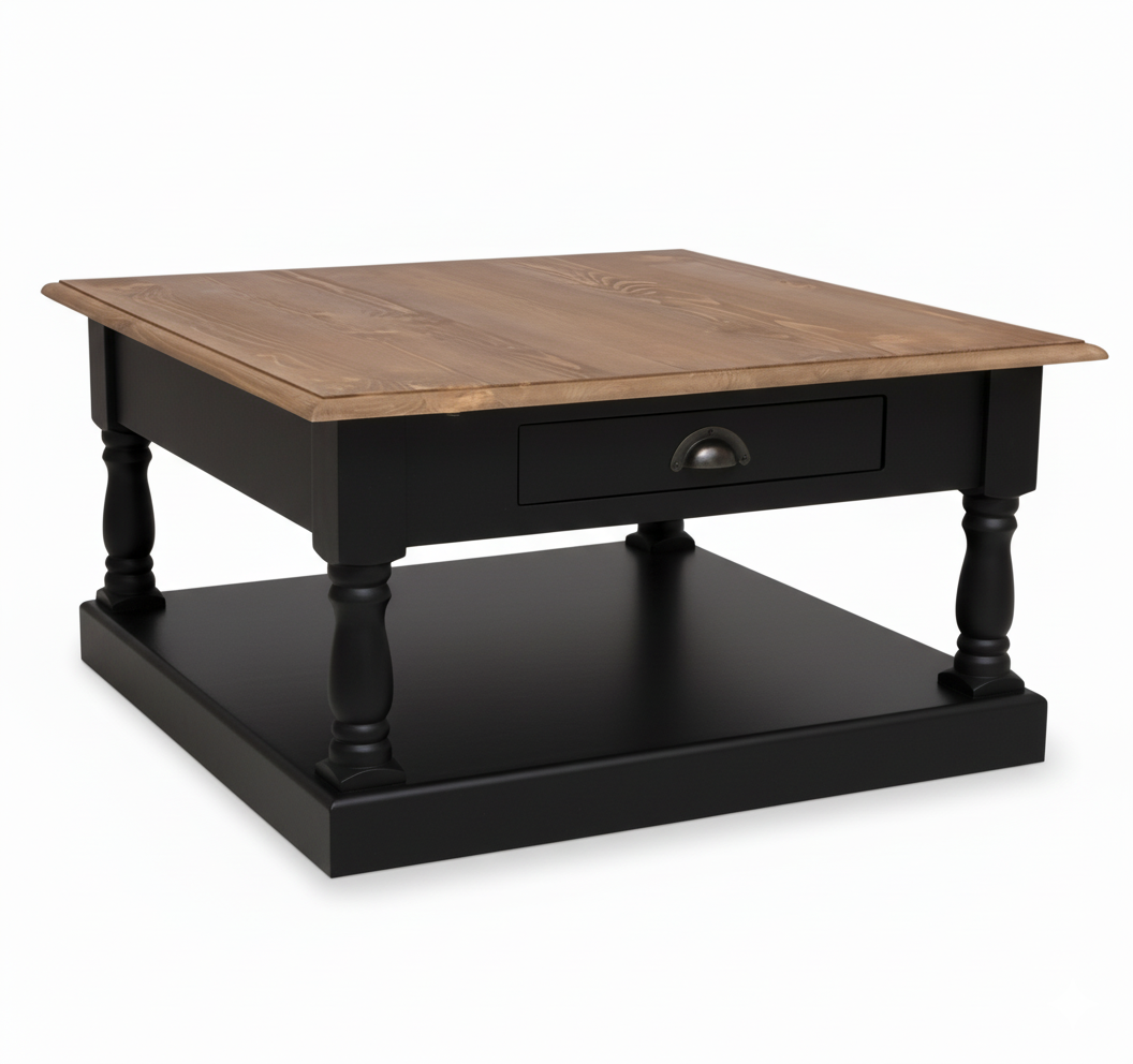 Ashford Coffee Table - Black Base with Oak Top | Marcottestyle
