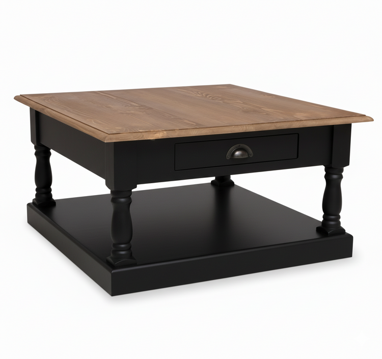 Ashford Coffee Table - Black Base with Oak Top | Marcottestyle