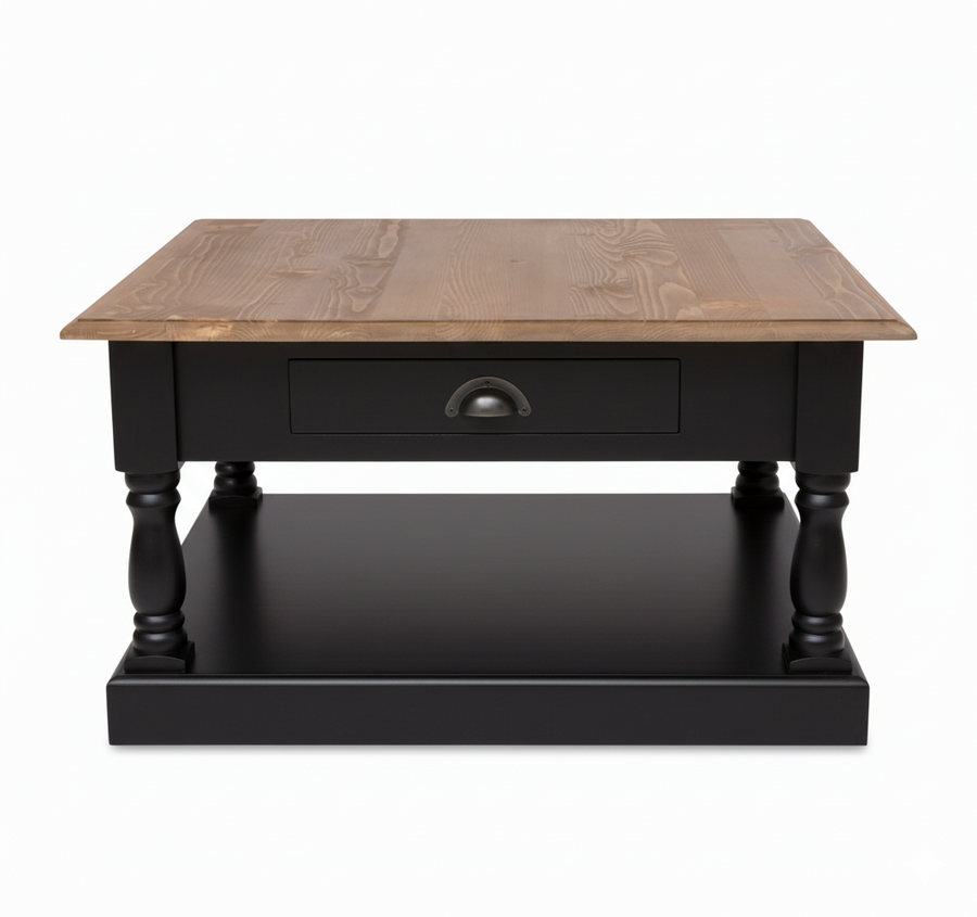 Ashford Table basse - Noir Base avec Chêne Top
