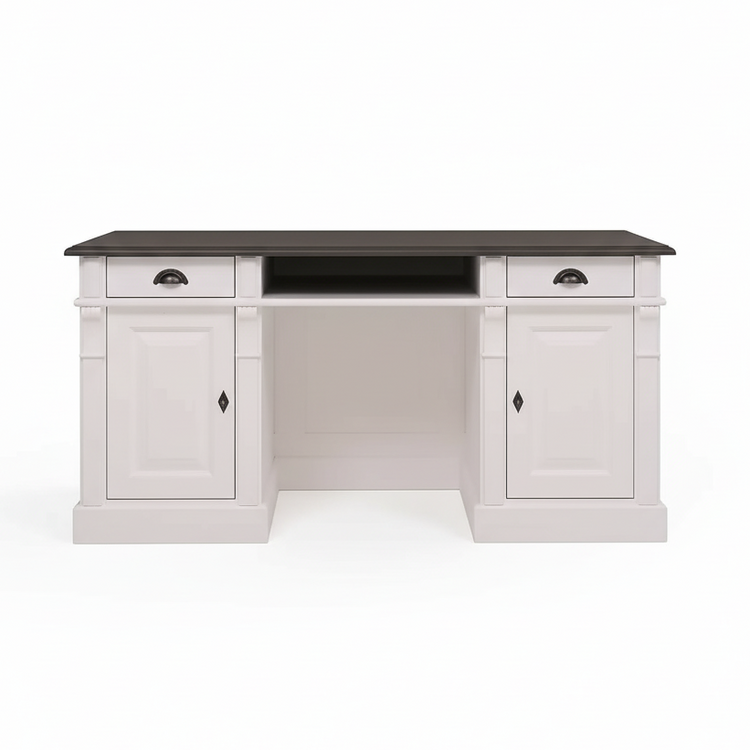Belvoir Desk - White - Black Top | Marcottestyle