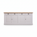 Wexford Buffet bas – Massif Chêne Top and Blanc Base | Classique 4-Porte Armoire de rangement