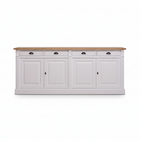 Wexford Buffet bas – Massif Chêne Top and Blanc Base | Classique 4-Porte Armoire de rangement