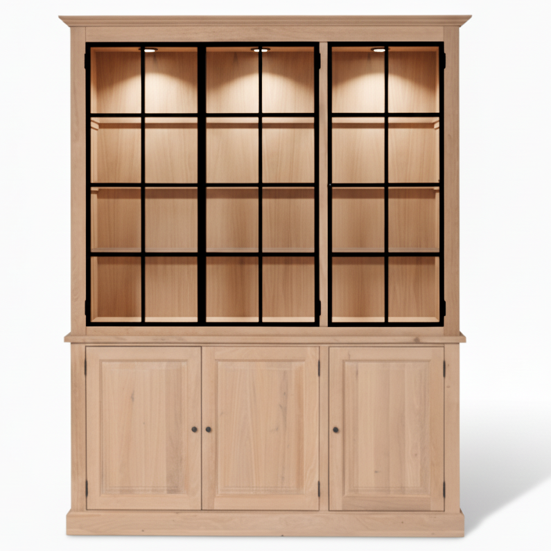 Wexford Display Cabinet - Natural Oak with 3 Glass Panel Doors | Marcottestyle