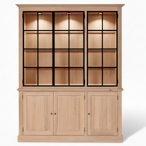 Wexford Display Cabinet - Oak with 3 Glass Panel Doors