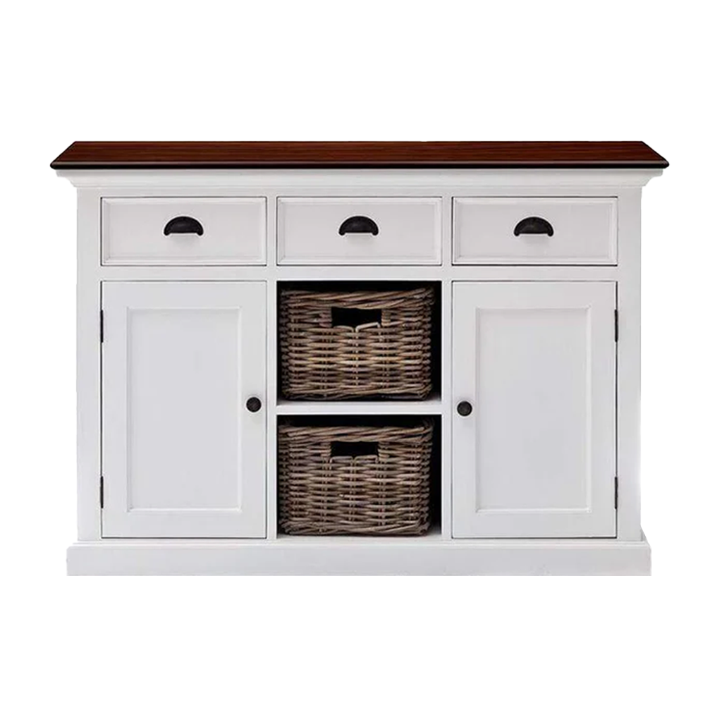 Buffet Accent de Halifax - Blanc avec haut brun | Marcottestyle