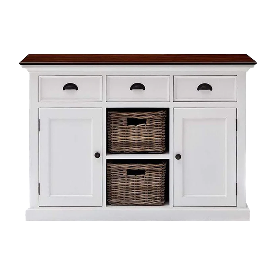 Buffet Accent de Halifax - Blanc avec haut brun | Marcottestyle