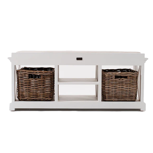 Halifax Bench Seat With Cushion - White | Marcottestyle