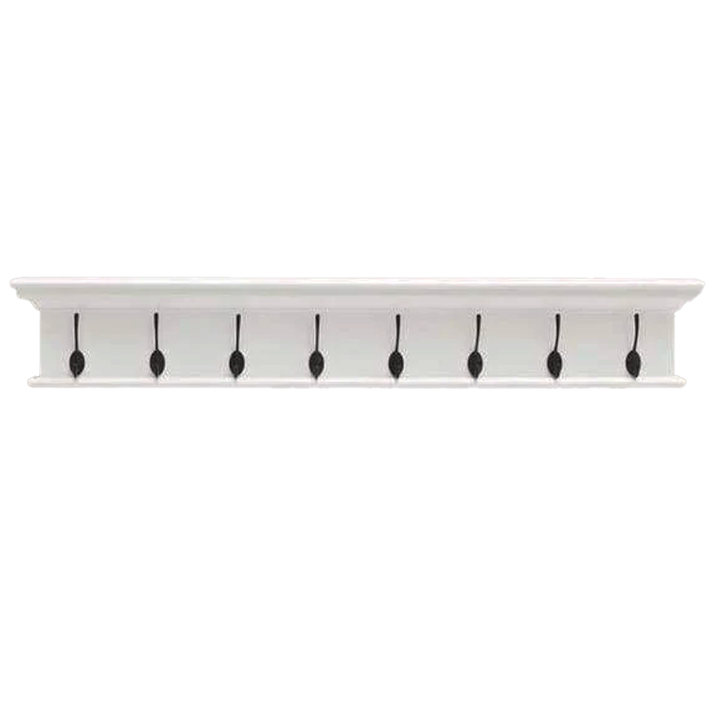 Halifax Coat Hanger Étagère murale 8 Hook - Blanc