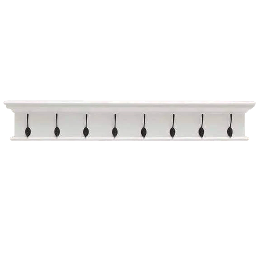 Halifax Coat Hanger Étagère murale 8 Hook - Blanc