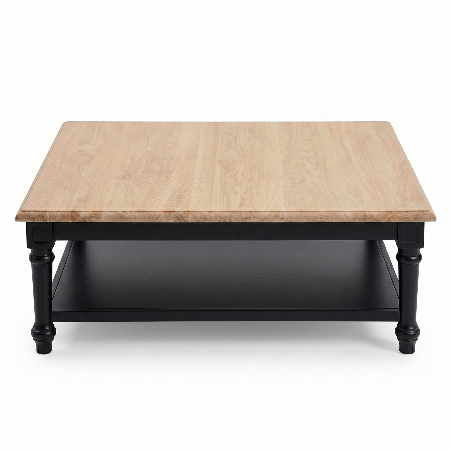 Harper Massiv Eiche Couchtisch  - Schwarz & Eiche Top - 120 x 120 x 40 cm