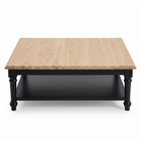 Harper Massiv Eiche Couchtisch  - Schwarz & Eiche Top - 120 x 120 x 40 cm